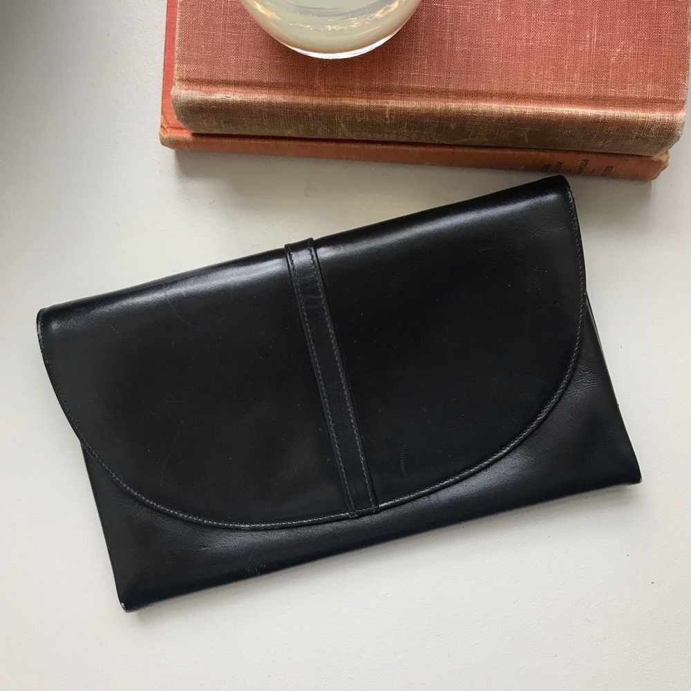 Vintage black Italian leather clutch
